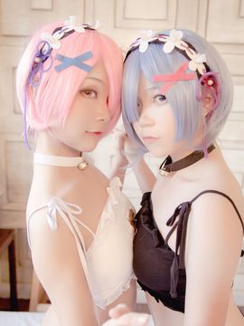 Rezero - Ram x Rem Cat keyhole fanart ver_03