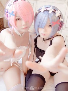 Rezero - Ram x Rem Cat keyhole fanart ver_05