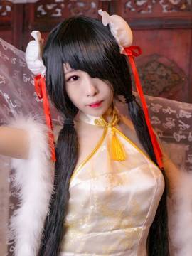 《date a live》時崎狂三除夕快乐 C O S P L A Y_《约会大作战》时崎狂三白旗袍 (3)