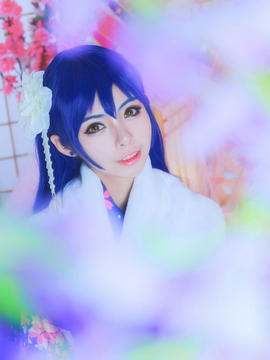 《Love Live!》田园海未未觉醒和服C O S_园田海未！如果奇迹有颜色，那么一定是蓝色！ (1)