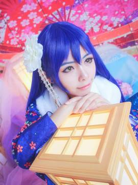 《Love Live!》田园海未未觉醒和服C O S_园田海未！如果奇迹有颜色，那么一定是蓝色！ (7)