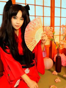 嘛， 夏天当然是要穿浴衣啊！远坂凛浴衣ver COS_浴衣正片 (1)