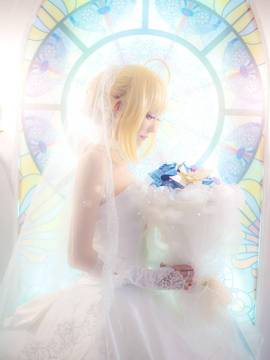 Saber型月10周年婚纱COS_TYPE-Moon十周年saber花嫁 (2)
