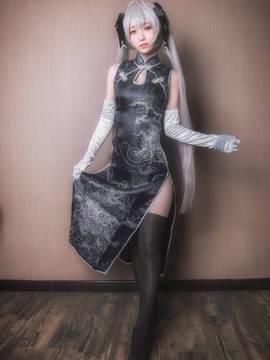 《缘之空》穹妹旗袍COSPLAY_缘之空穹妹黑旗袍 (4)