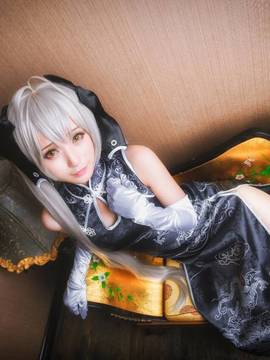 《缘之空》穹妹旗袍COSPLAY_缘之空穹妹黑旗袍 (5)