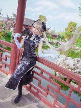 《缘之空》穹妹旗袍COSPLAY_穹妹黑旗袍 (4)