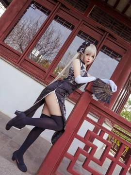 《缘之空》穹妹旗袍COSPLAY_穹妹黑旗袍 (6)