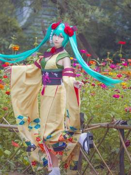 《VOCALOID》初音未来，异国歌姬ver  C O S P L A Y_miku 异国的歌姬 雏菊和服 (14)