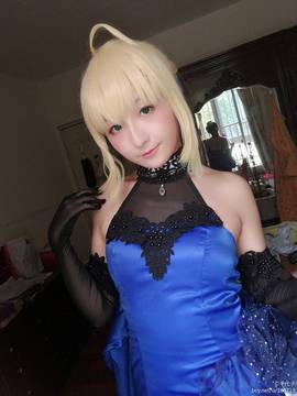 《FateGrand Order》extella saber礼服 C O S P L A Y_我自己非常喜欢的一个试妆 (7)