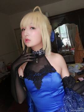《FateGrand Order》extella saber礼服 C O S P L A Y_我自己非常喜欢的一个试妆 (5)