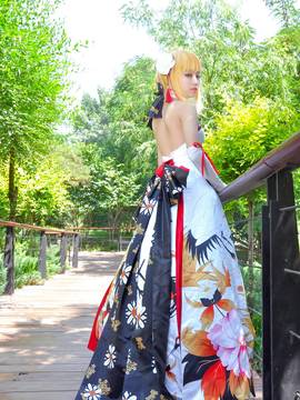 《Fate Grand Order》月刊特典saber  C O S P L A Y_saber仙鹤礼服 (2)