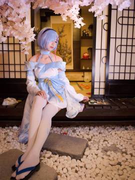 《从零开始》蓝色和服雷姆 C O S P L A Y_要和雷姆一起看樱花吗 (1)