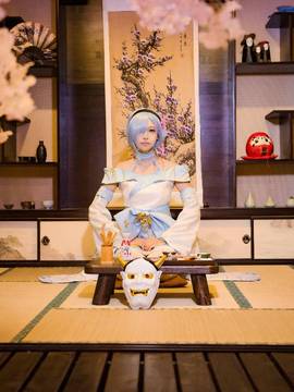 《从零开始》蓝色和服雷姆 C O S P L A Y_要和雷姆一起看樱花吗 (4)