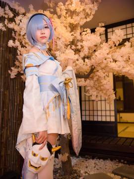 《从零开始》蓝色和服雷姆 C O S P L A Y_要和雷姆一起看樱花吗 (6)